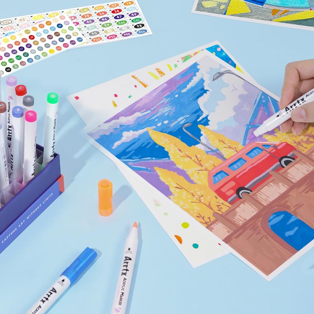 Акриловый маркер Arrtx 60A, акриловая краска, маркер с кисточкой, акриловая ручка, акриловый маркер, наскальная живопись для дерева, керамики, стекла, холста, металла, пластика, ткани