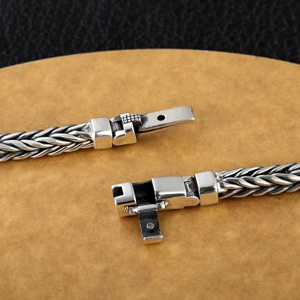 S925 Sterling Silver Simple Domineering Handmade Woven Fashion Creative Man and Woman Bracelets Luxury Jewelry Exquisite Gift