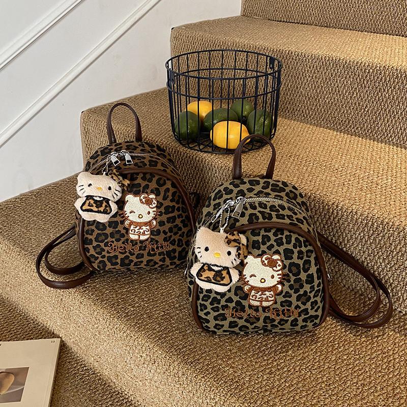 Hello Kitty Ladies Fashion Backpack With Patching Nylon For Daily Casual Use