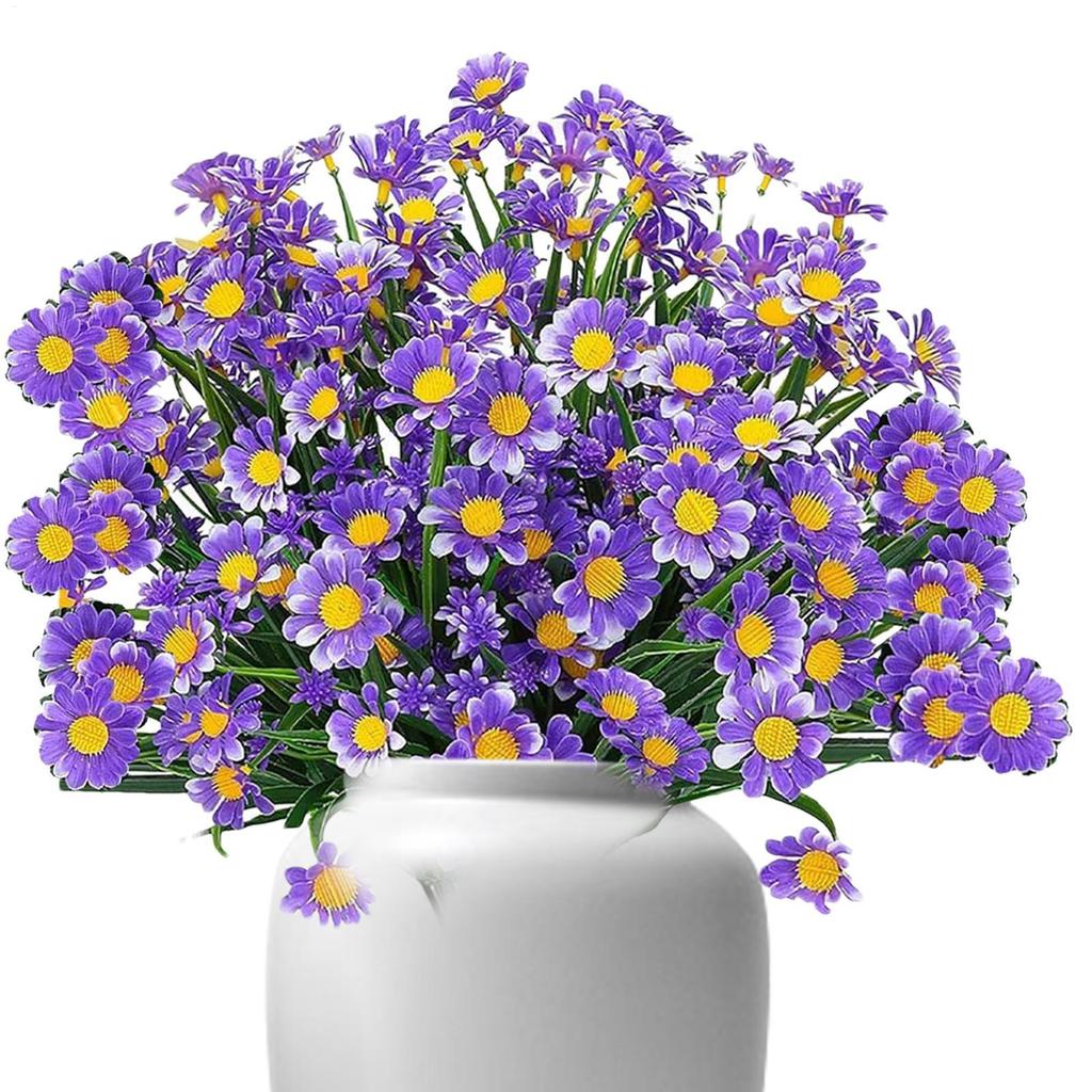 Искусственные маргаритки Поддельные цветы Устойчивые к УФ-лучам кустарники, Подвесные растения Сад Веранда Дом Свадьба Фермерский дом Декор Цветы маргаритки