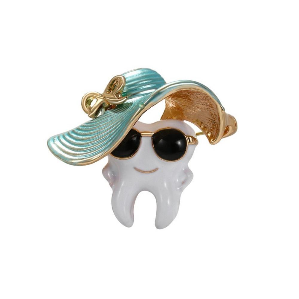 Cartoon Cool Tooth Brooch Zinc Zinc Zinc Alloy Hat Teeth Brooch Fashion Clothing Corsage  Banquet Party