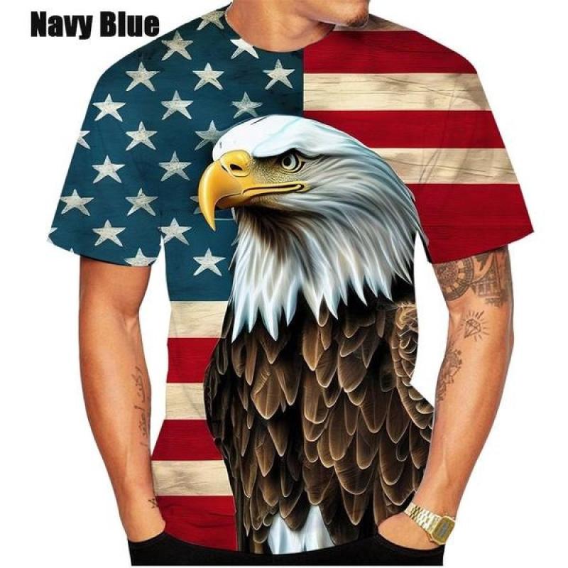 Мужская/Женская Повседневная Футболка с 3D Принтом Орла Уличная Одежда Для Отдыха С Коротким Рукавом Хип-Хоп Забавная Футболка