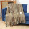 Boho Knitted Fringe Throw Blanket Colorful Chevron Pattern Cozy Soft Tassel Blanket For Sofa Bed Office Travel