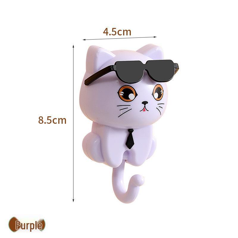 Multifunctional Cartoon Cat Key & Eyeglass Hooks – Door & Hall Storage Rack