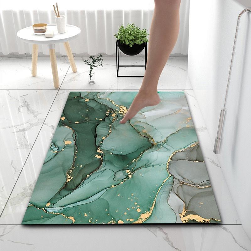 Marble Pattern Kitchen Mat Doormat Carpet Durable Absorbent Non-Slip Entrance Bedside Rug Washable Living Room