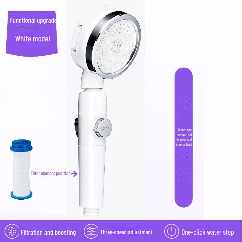 Ручная душевая лейка под давлением с фильтром для воды и функцией остановки нажатием одной кнопки