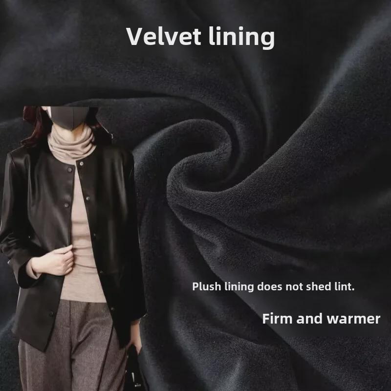 Стильная женская тонкая кожаная куртка осень/зима 2023 года с бархатом, высококачественная повседневная верхняя одежда большого размера