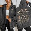 Beautiful Flower Clusters Printing Women Zipper Hoodie Vintage All-Match Hoodies Street Streetwear Autumn Tracksuit
