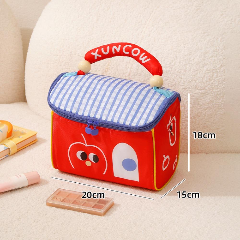 Cute Cartoon Cottage Makeup Bag Large Capacity Multifunctional Lunch Box Bag Insulated Fresh-Keeping Handbag