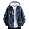 New Winter Hooded Velvet Denim Jacket Men's Ethnic Style Casual Jacket Personalized Retro Youth Trendy Cotton Jacket