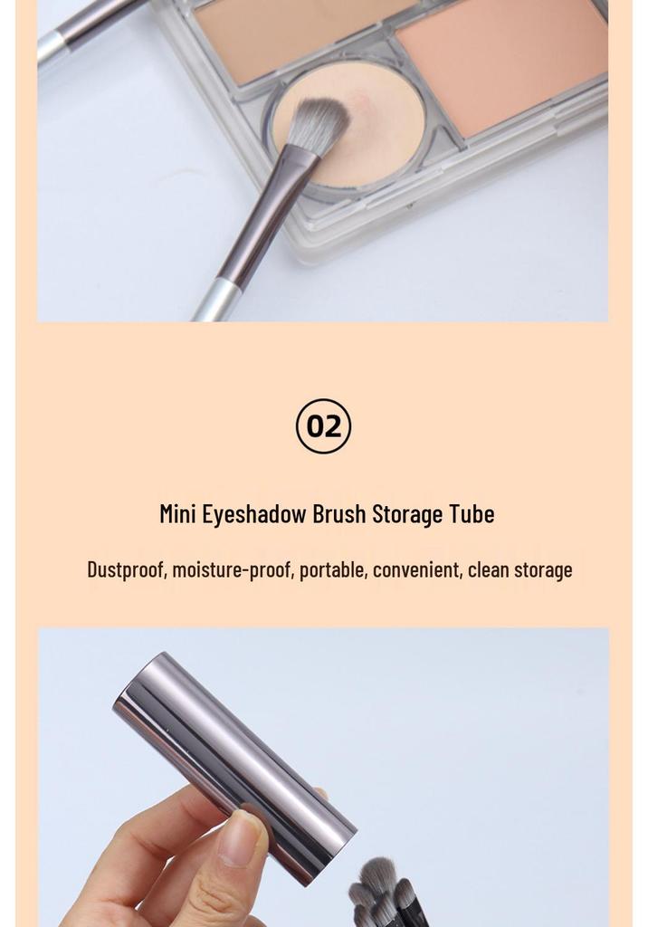 Cangzhou 5-Piece Eyeshadow Brush Set with Storage Bucket – Strong Grip, Minimal Powder Absorption & No Flyaway Powder