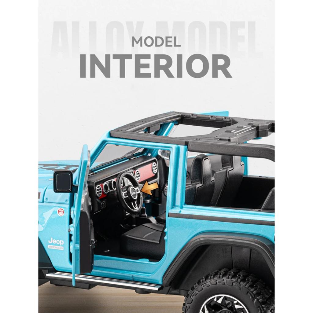 1/24 Jeep Wrangler Rubicon Off Road SUV Alloy Diecast Model Car Premium Home Trendy Toys Display Decorations Birthday Gifts Boy