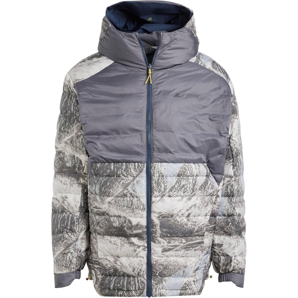 Adidas X National Geographic Collaboration FW24 утепленная ветрозащитная теплая водоотталкивающая двусторонняя куртка на гусином пуху для мужчин IX7952