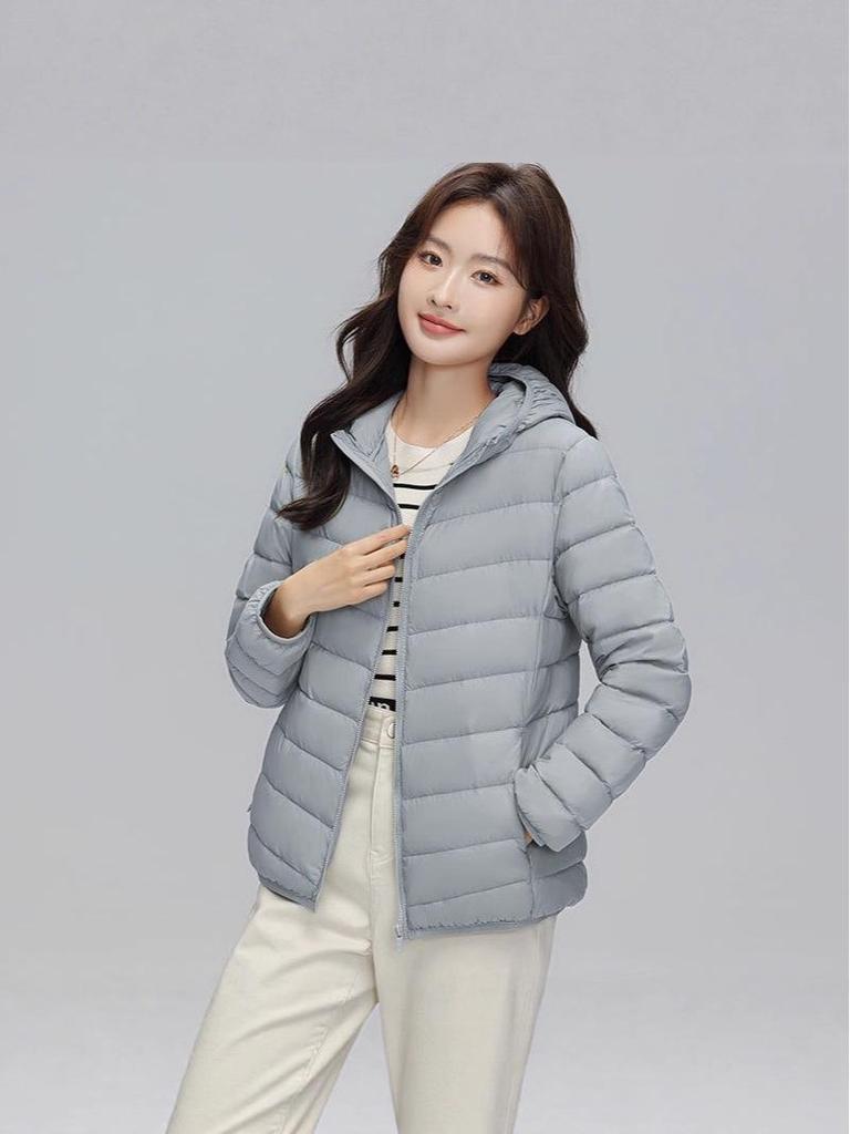 Korean Style Women's Hooded Down Jacket - Lightweight, Warm, Plus Size, Simple and Versatile for Autumn and Winter