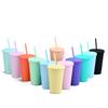 Candy Color Double-Layer Plastic Straw Cup 16Oz Drinking Cup Simple Plastic Matte Cup