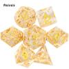 7 Pcs Yellow Golden Number Sharp Edge Resin Dice Polyhedral Dice Suitable for Role-Playing RPG Board Game