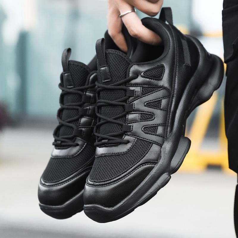 Уличные черные кроссовки кожа сетка мужские повседневные кроссовки для бега амортизирующие тренировочные кроссовки кроссовки для ходьбы