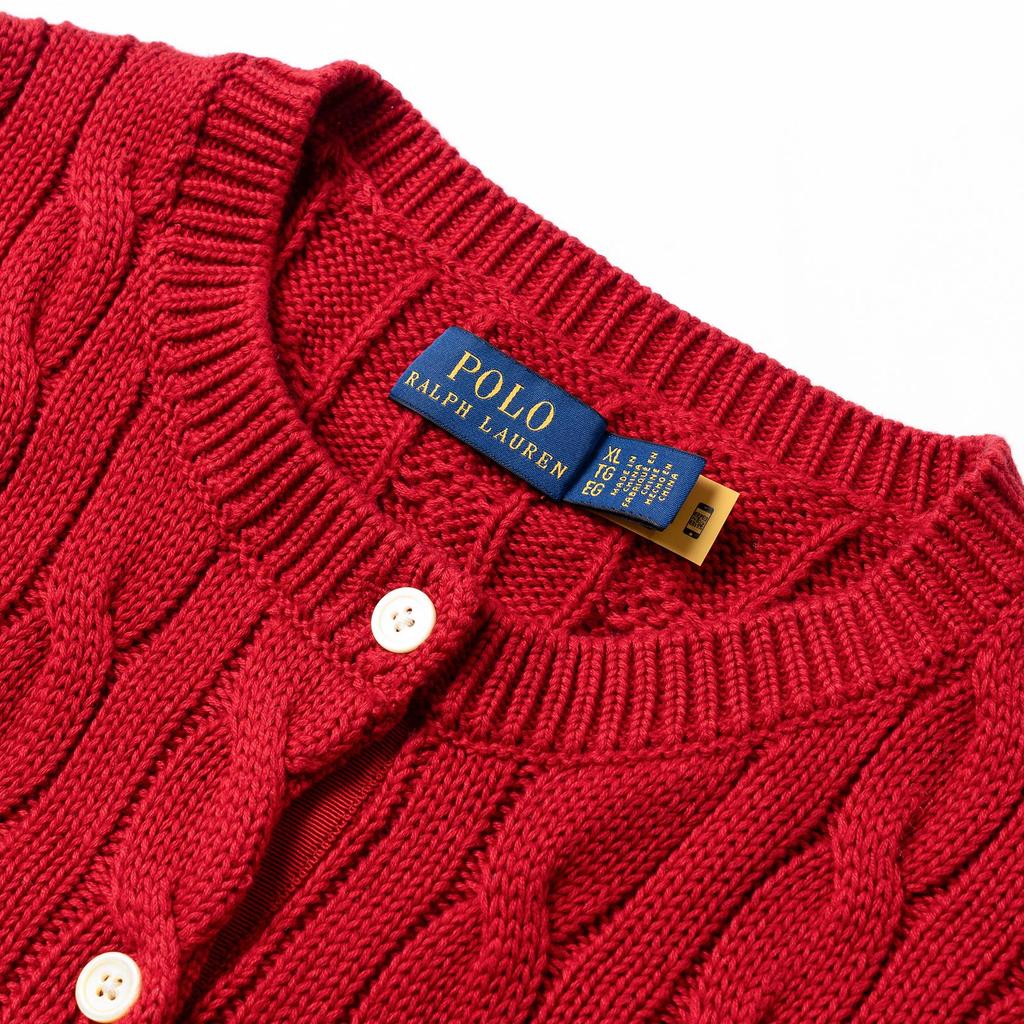 Polo Ralph Lauren Solid Color Crew Neck Long Sleeve Single Breasted Cardigan Sweater Women Sweater Red 211892549003