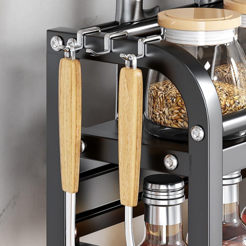 2-ярусная кухонная полка для хранения из нержавеющей стали, органайзер для приправ и палочек для еды, подставка для ножей и банок, бытовые аксессуары
