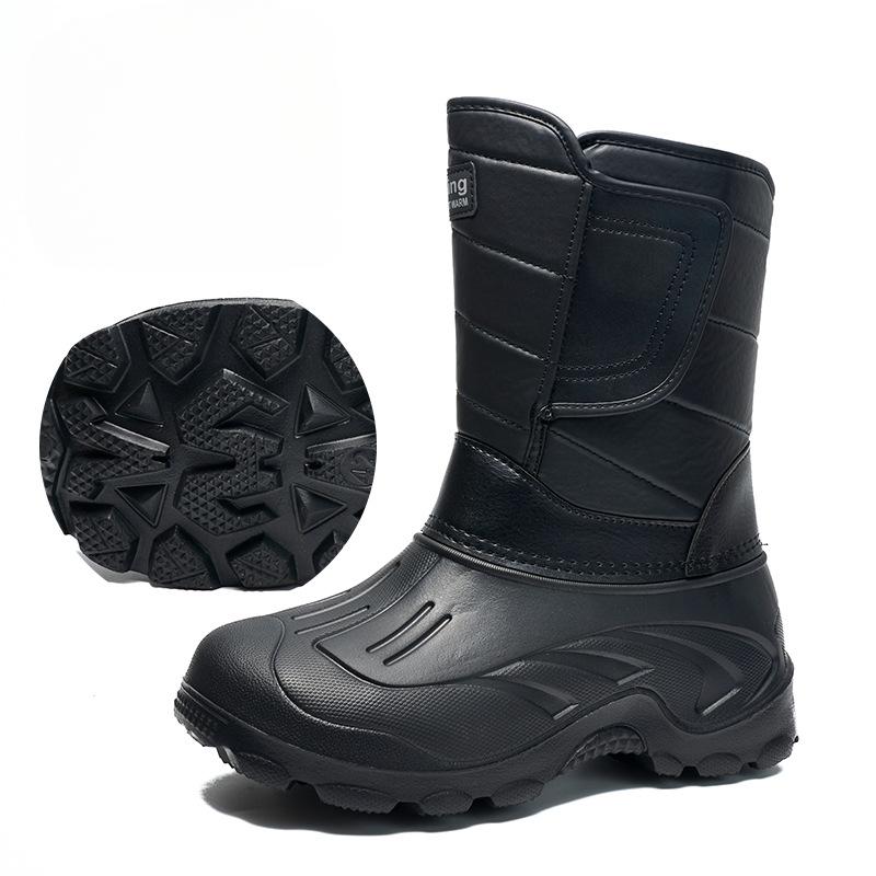 Winter Waterproof Plus Steel Nail Snow Boots Fur Men's Thickened Fishing Shoes