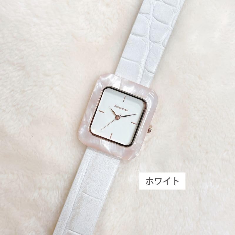 [Следить] Часы Kalanchoe Square с ацетатным ободком H05022A-1 WH Женские Белые