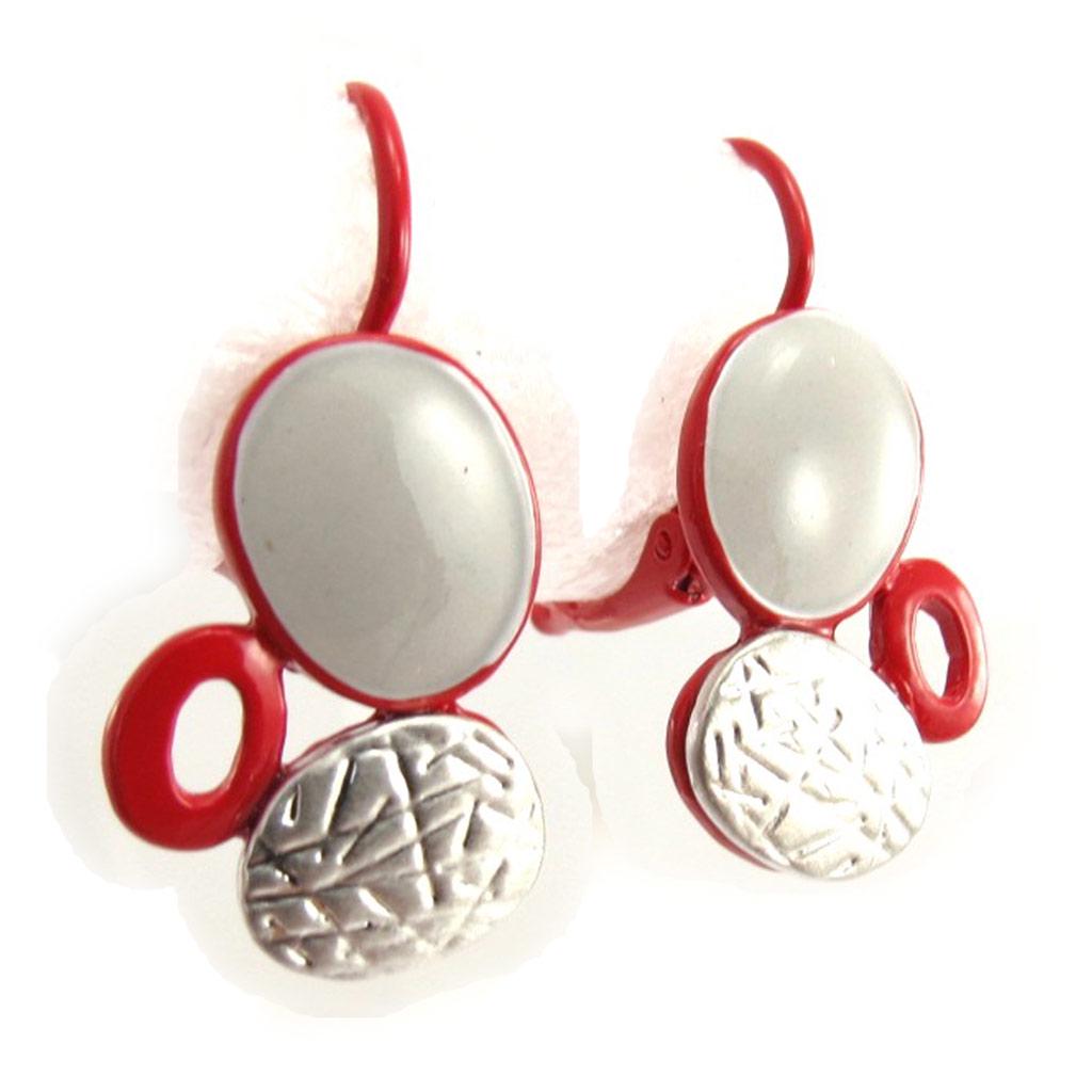 NOA [K0218] - Дизайнерские серьги "Сисси" красно-серые