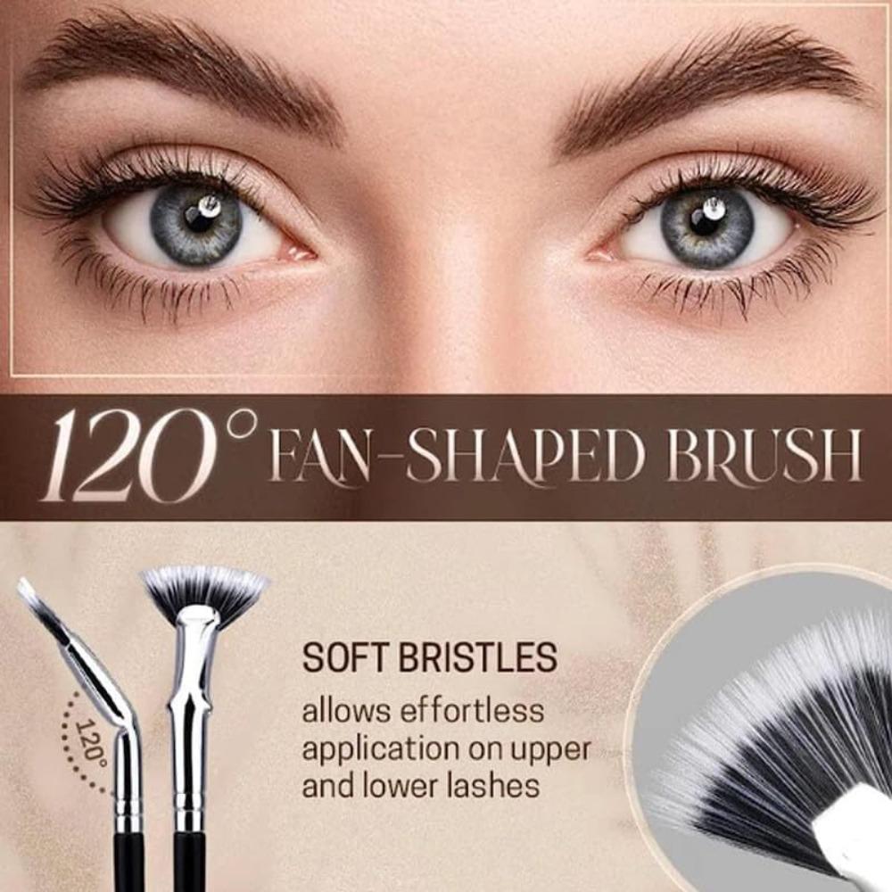 Foldable angle fan-shaped mascara brush, upgraded mascara brush and eyelash comb, eyelash separating tool, fan-shaped mascara brush (set of 2)
