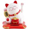 Solar Powered Cute Waving Cat, Maneki Neko Waving Arm for Fortune Money and Good Luck, Fengshui Lucky Cat Swinging Arm for Home Display/Car Decor