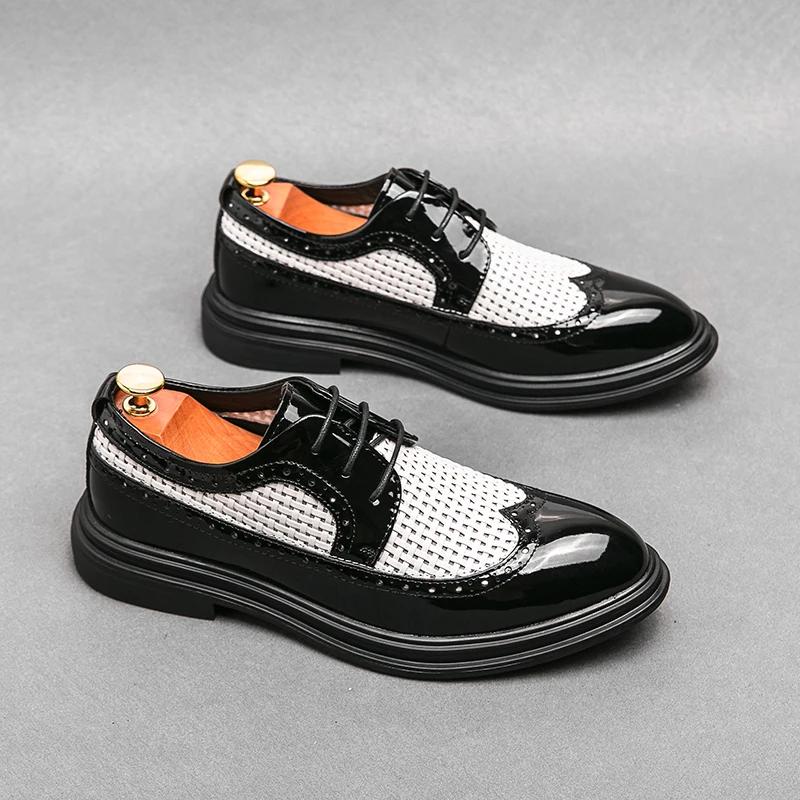 Mens Leather Shoes Luxury Crocodile Pattern Men Business Dress Shoes Casual Social Shoe Male Wedding Footwear