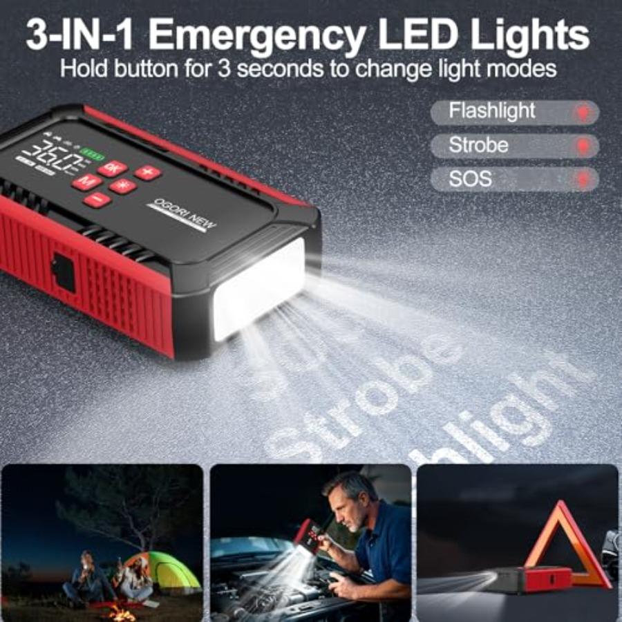 7000A Jump Starter with Air Compressor 21800mAh Car Battery Jump Starter All Gas/16.0L Diesel with 150PSI Auto-Shutoff Tire Inf