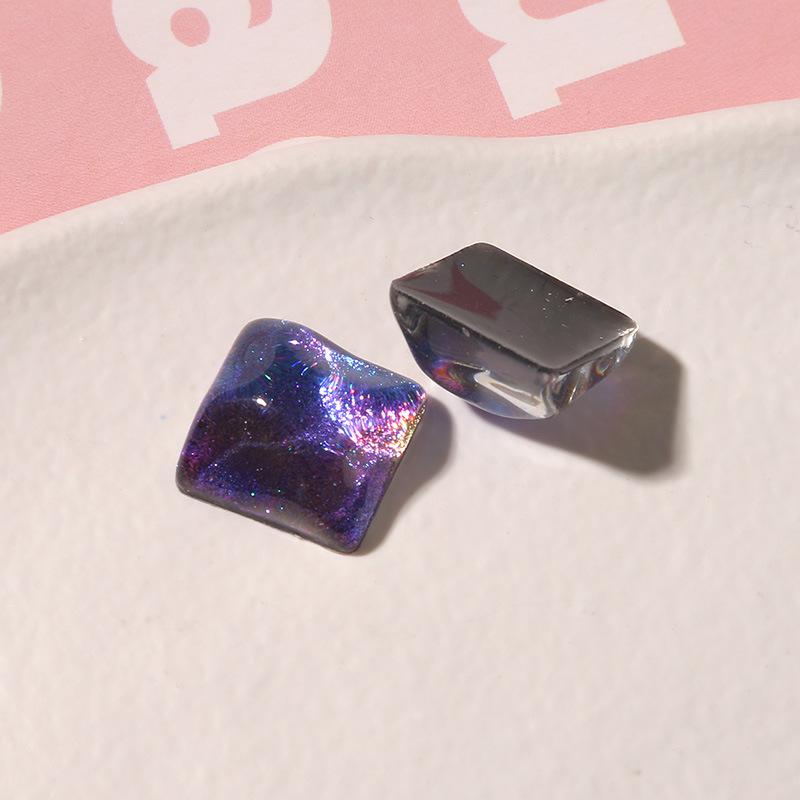 10pcs Starry Sky Water Ripple Glitter Powder Square Patch Diy Resin Earrings Hairpin Mobile Phone Case Material