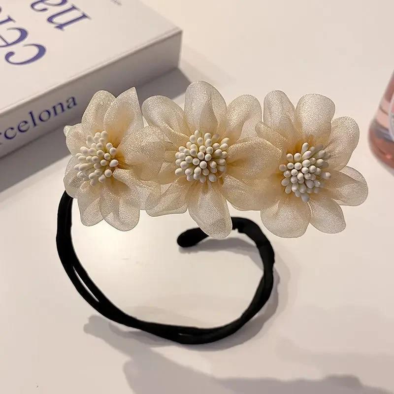1pc Elegant Pearl Flower Bun Maker Korean Lazy Hair Curler Styling Accessories Hair Style Hairpin Hair Braiding Braider Hairgrip