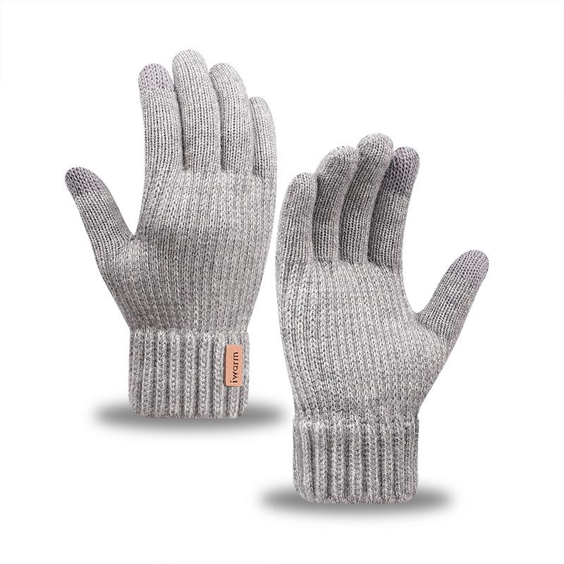 Iwarm Love Warm Camel Wool Men's Winter Wool Gloves Piled Thickened Knitted Touch Screen Gloves