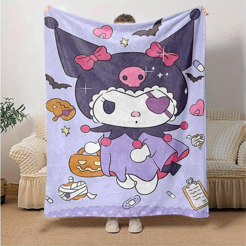 1pc Halloween Costume Kuromi Blanket, Seasonal Home Decorative Throw for Room, Soft Warm Bedding Gift Idea for Family and Friend, Living Room, Travel,