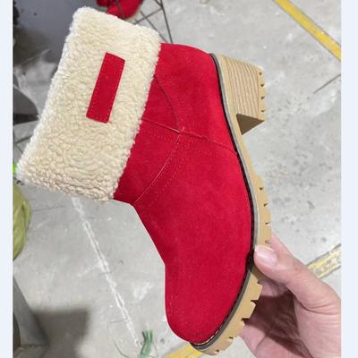 Женские полусапожки из искусственного нубука, женские зимние теплые плюшевые меховые зимние сапоги до середины голени, кожаные туфли, удобная женская обувь