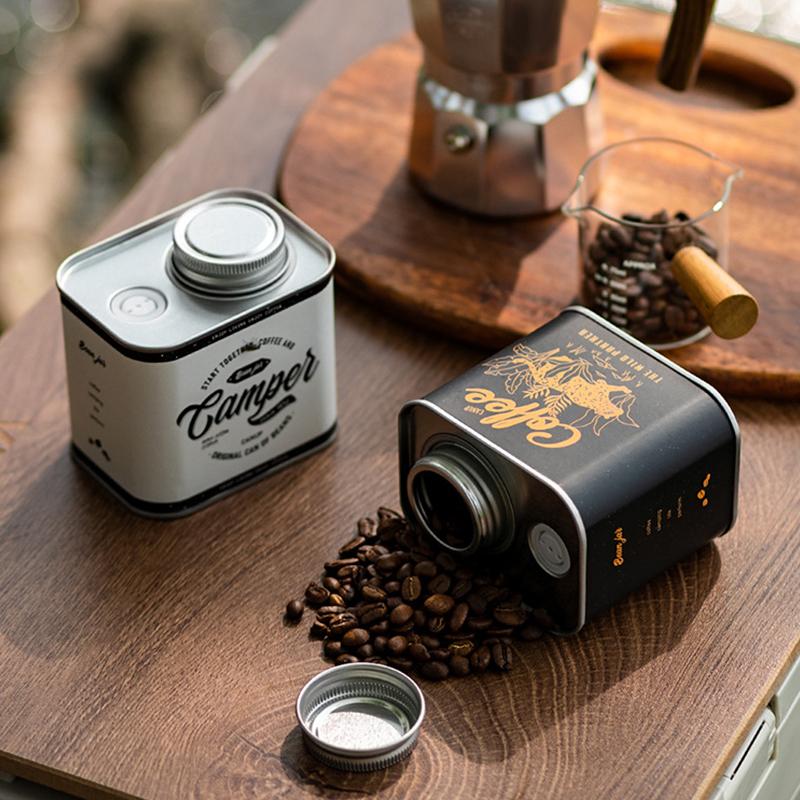 1Pc Tinplate Canister For Kitchen Multi-Functional Sealed Coffee Canister Reusable Coffee Canister Outdoor Storage Multi-Color