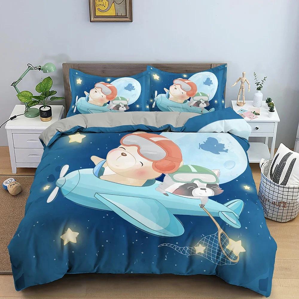 3D Cartoon Pattern Duvet/Quilt Cover Cozy Soft Bedding Set for Children Kids Bedroom Decor Bedclothes Queen Twin Single 2/3Pcs