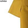 VONDA Women Short Sleeve Cutout Casual Elegant T-shirts Tops