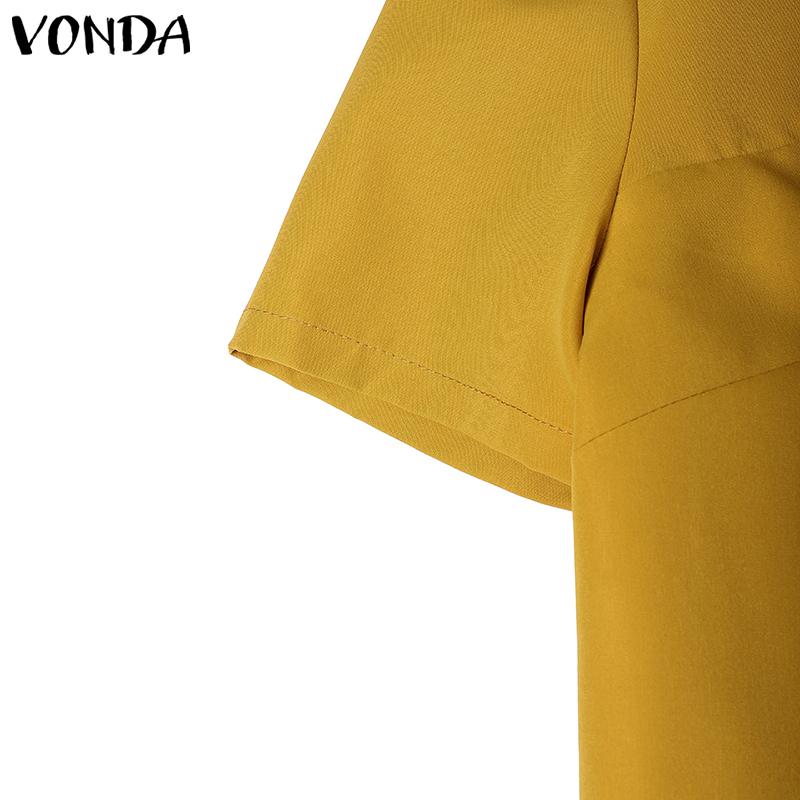 VONDA Women Short Sleeve Cutout Casual Elegant T-shirts Tops