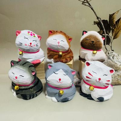 Ручная работа по дереву-Резная фигурка котенка, Орнамент креативной формы, Декор для DIY, Подарок на день рождения, Фигурки и миниатюры