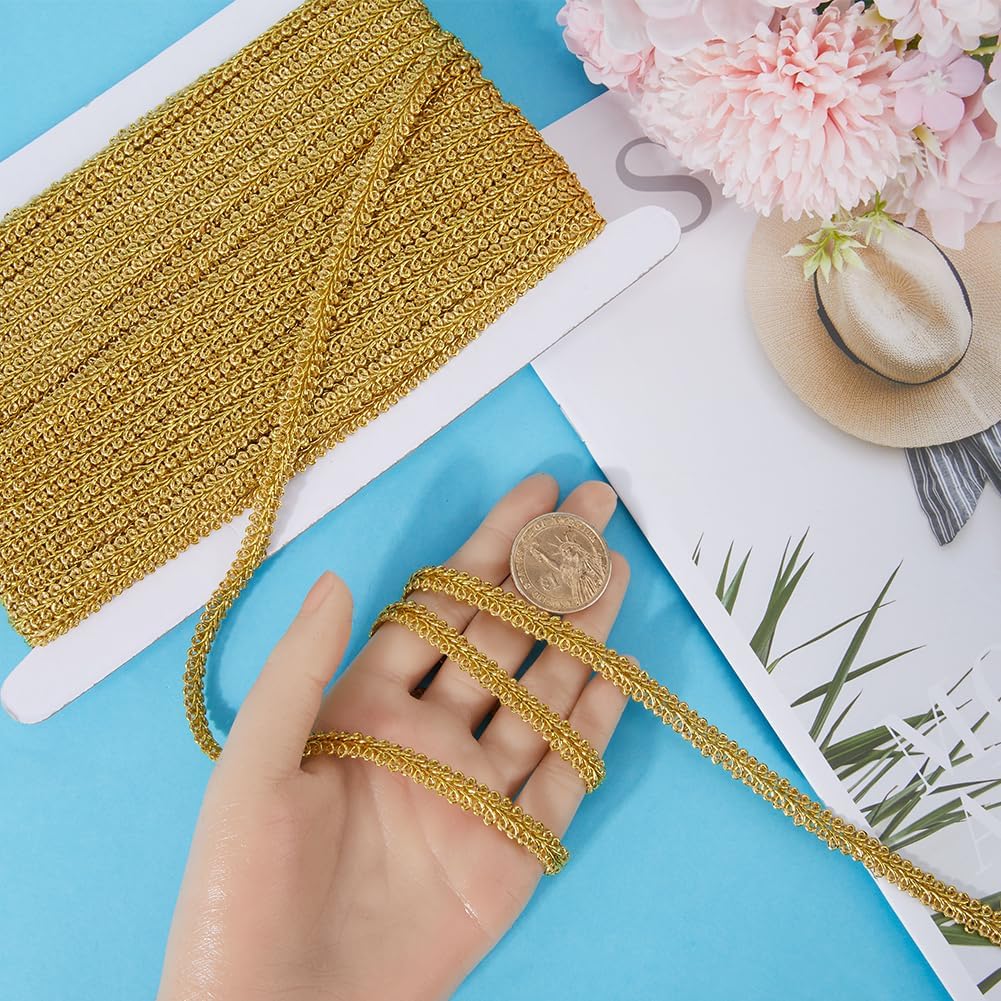 GORGECRAFT 25 ярдов Металлическое кружево Отделка Вышитая Золотая Плетеная Тесьма Сороконожка Кромка Лента Аппликация Гимп Тканая Кромка Отделка для Шитья Рождество Дом