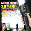 High Lumen 100000LM Torch Super Bright Flashlight Powerful XHP160 LED Lights Zoomable Lamp Rechargeable Lantern Waterproof Flash Lights
