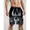 Summer 3D Skull Pattern Print Shorts Fashionable Casual Beach Men's Shorts
