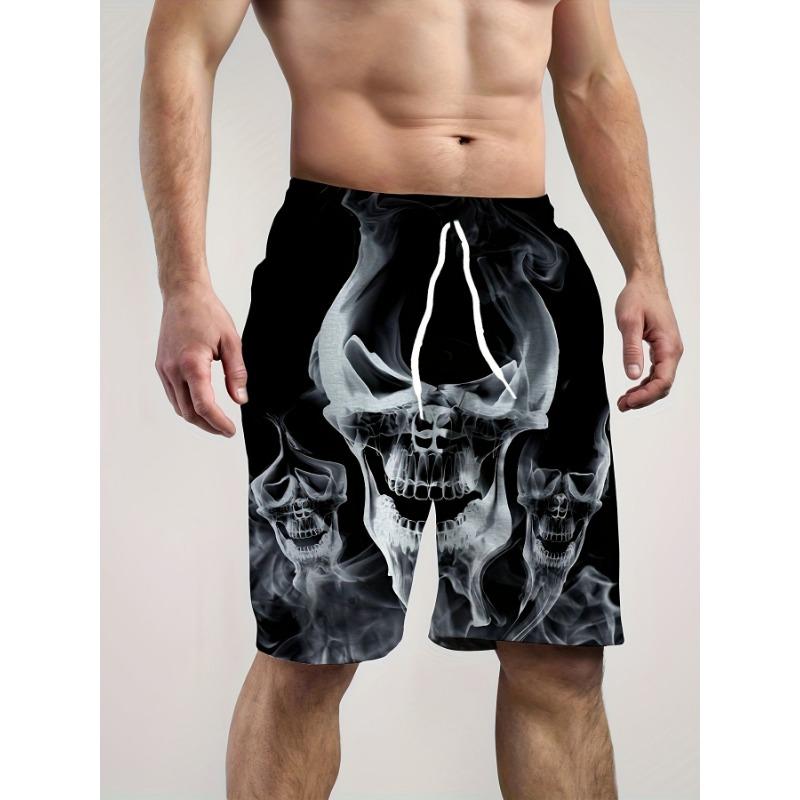 Summer 3D Skull Pattern Print Shorts Fashionable Casual Beach Men's Shorts