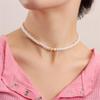 French Retro Imitation Pearl Neck Chain Fashionable Collarbone Chain Plain Ring Love Shell Necklace