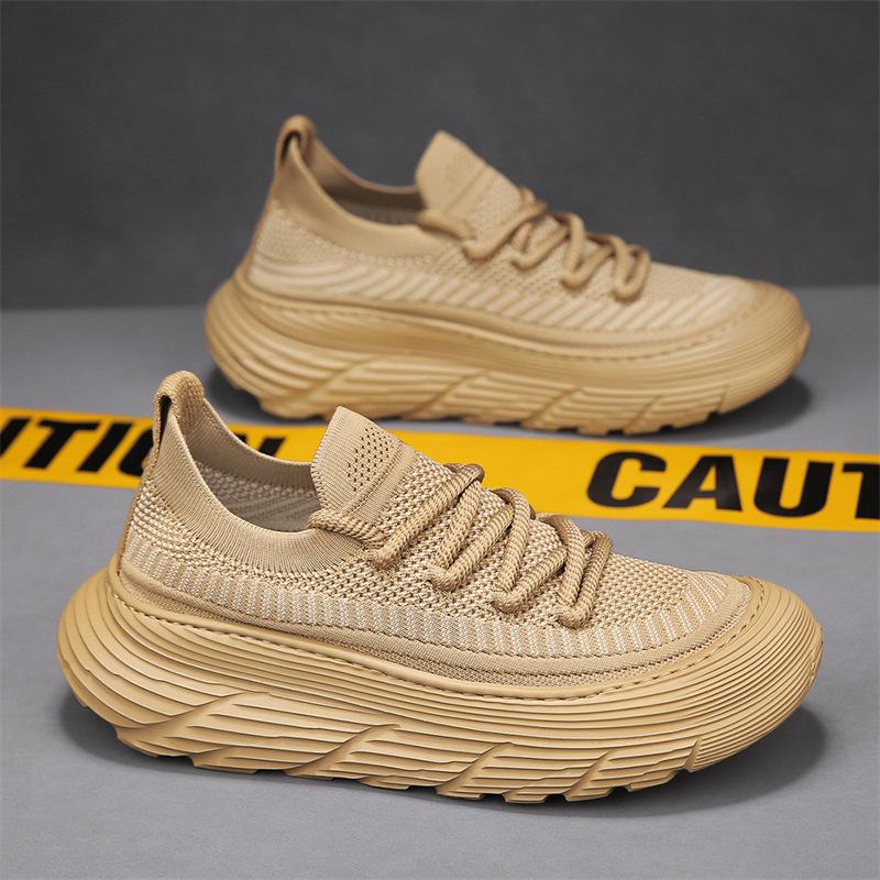 2024 Мужская европейская весенняя повседневная спортивная обувь - дышащие кроссовки без застежек на толстой подошве