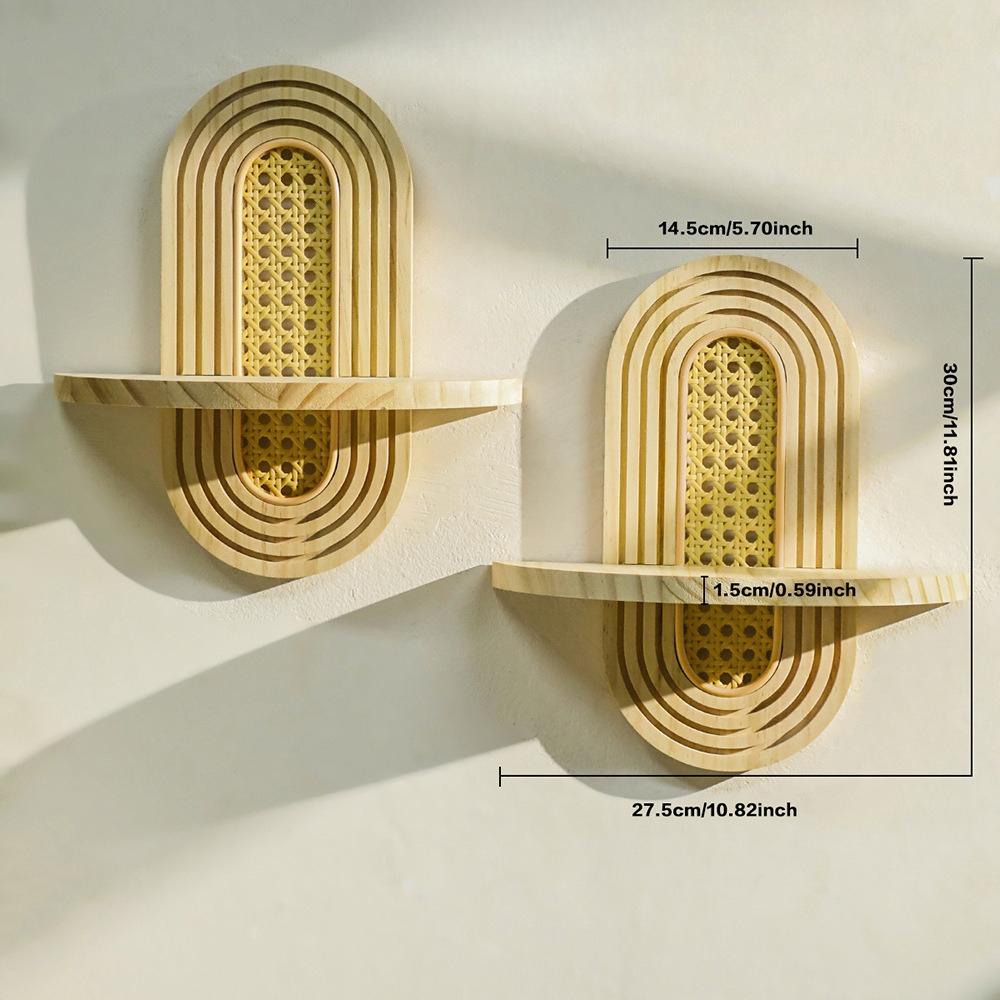 Boho Style Quality Wooden Wooden Wall Mounted Shelves Modern Home Decor Vintage Bohemian Wall Decor Boho Wooden Rainbow Wall