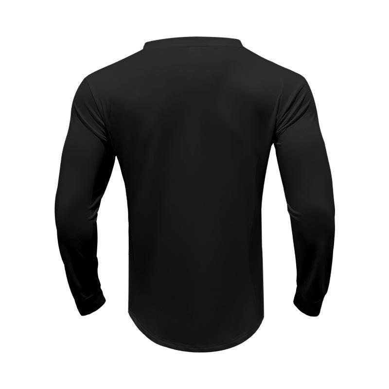 Men's Spring and Autumn Models Solid Colour Men's T-shirt Long-sleeved Casual Bottoming Slim Button V-neck Tops