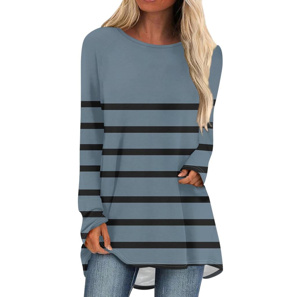 Women's Autumn And Winter Long Sleeved O-neck  Casual Long Loose T-shirt Top