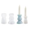 2pcs Taper Candle Holder Silicone Mold 3D Round Candlestick Casting Mould Ornament Gypsum Concrete Resin Molds Decors
